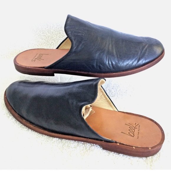 Beek Seagull Black Leather Mules Size 8.5 Buttery Soft Womens Shoe Sides - Picture 1 of 14